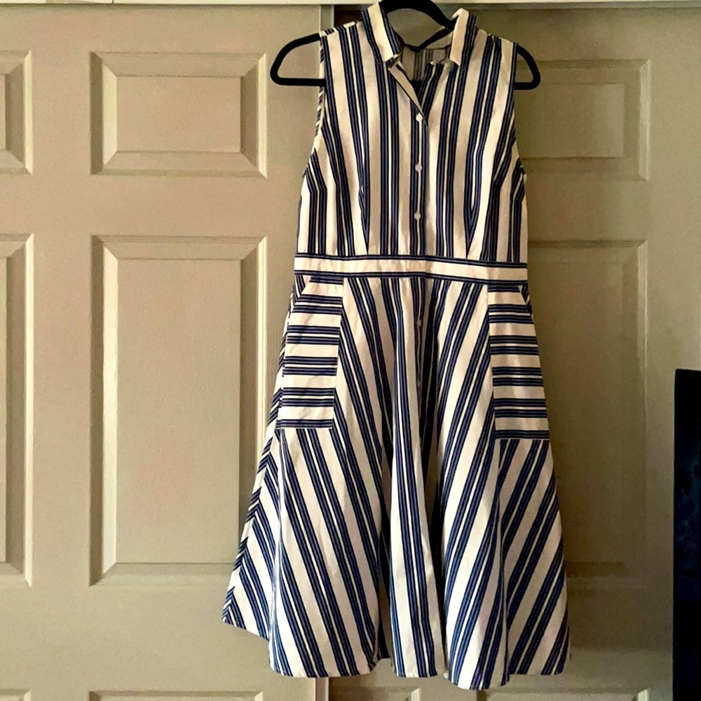 Striped A line midi shirt dress
